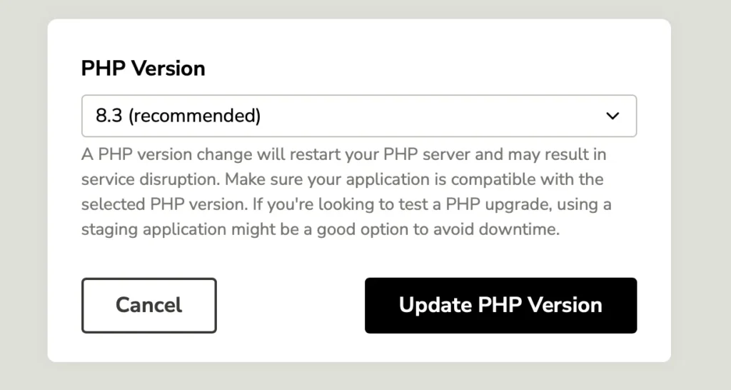 TangibleXP PHP version switching